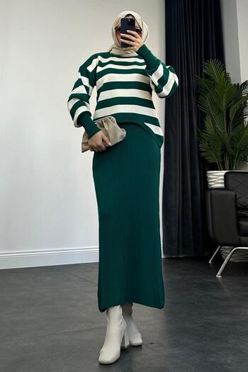 Şule Giyim Buse Knitwear Dress Emerald