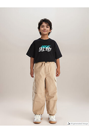 LC Waikiki LCW Boy's Cargo Jogger Pants with Elastic Waist