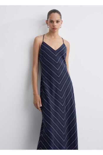 MANGO Woman Striped Lyocell Dress