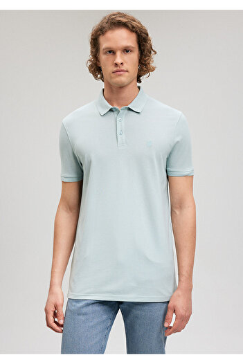 Mavi Lux Touch Синя модальна поло-футболка - Slim Fit 066157-70805