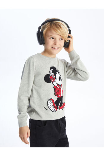 LC Waikiki Lw - Pulover de tricotaj pentru băieți cu mânecă lungă cu model Mickey Mouse