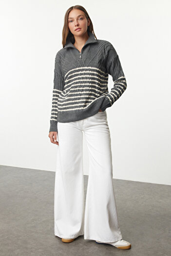 Trendyol Collection Wide Fit Anthracite Knitwear Sweater - TWOAW22KZ0020