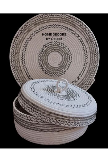 home decors by özlem 5-Piece 4-Person American Service Charger Set - Wicker Kitchen Cup and Plate Base Basket
