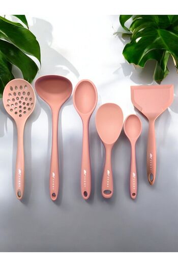 Multiamo 6 Piece Heat Resistant Silicone Colander Set - Ladle and Spoon Spatula