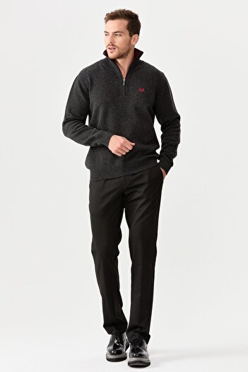 Desen Triko Men's Zipper Collar Classic Wool Sweater K.fume