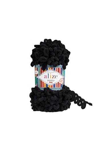 Alize Puffy Fine Hand Knitting Yarn 60-μαύρο (Συσκευασία 5)