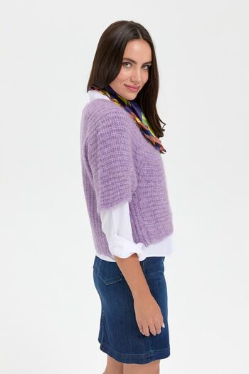 Desen Triko Lilac V-neck Single Button Women's Vest