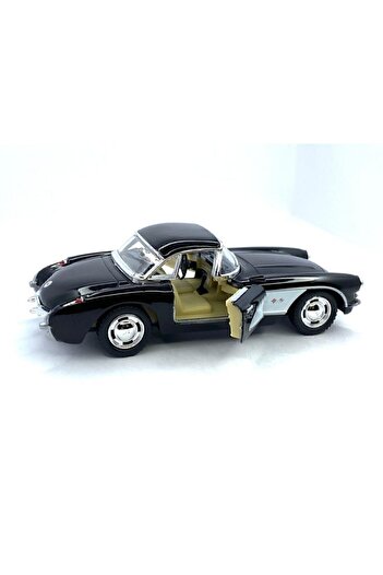 Kinsmart 1957 Chevrolet Corvette Çek Bırak 5inch. Lisanslı Model Araba, Oyuncak Araba 1:34 Siyah