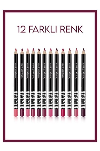 MUJGAN 12'li Set Renkli Dudak Kalemi