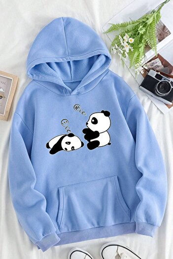 uyguntarz Unisex Panda Baskılı Oversize Sweatshirt