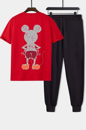 uyguntarz Unisex Mause Printed 2-Piece Tracksuit Set