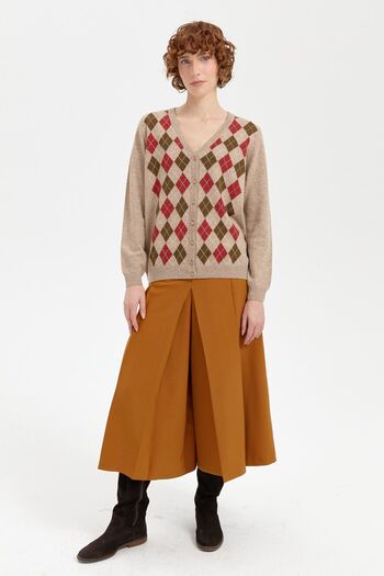 Desen Triko V-neck Baklaval Women's Cardigan - K. Beige