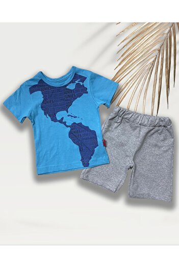 Bebelop Continents Patterned Boys' Summer Shorts Set