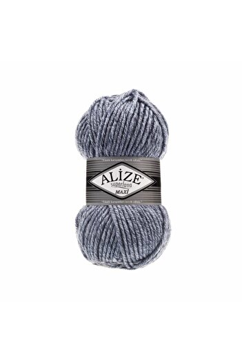 Alize 5 τεμάχια Süperlana Maxi Jaspe Blue 806 Χοντρό πλεκτό με νήματα γιλέκο ζακέτα με νήματα μαντήλια Beanie πουλόβερ νήματα