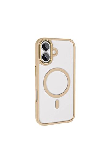 Rivor Apple iPhone 16 Uyumlu Kılıf Kamera Çıkıntılı Magsafe Destekli Kenarları Renkli Şeffaf Kapak