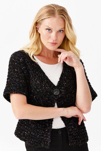 Desen Triko Women's V-Neck Single-Button Short Vest Black