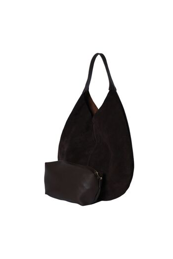 Bsrastore Bitter Brown Lesta Suede Δερμάτινη Τσάντα - Με Γατάκι