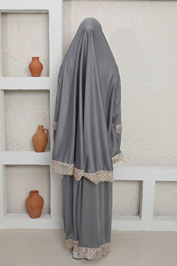 Kutay Collection Mevsimlik Çift Parça Kadın Tesettür Namaz Elbisesi, Terletmeyen Namaz Kıyafeti, Dökümlü Ferace