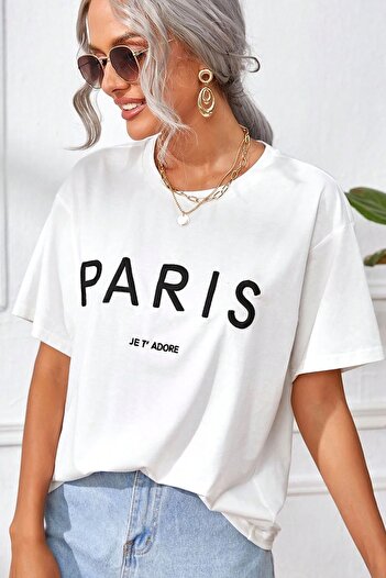 uyguntarz Übergroßes Unisex-T-Shirt mit Paris-Print