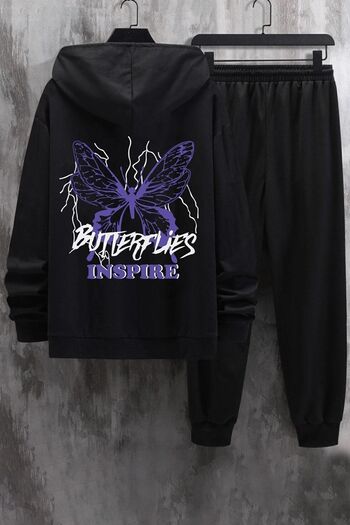 uyguntarz Σετ φόρμας Unisex Πεταλούδα & Letter Graphic printed