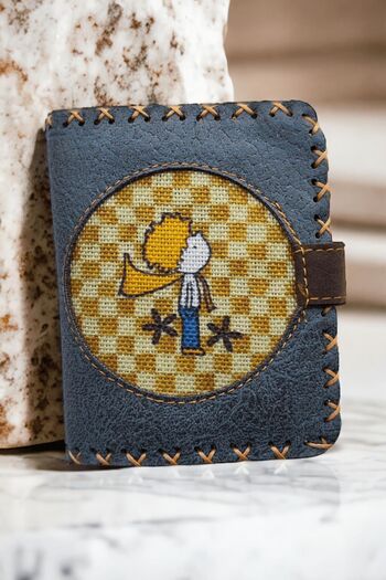 Fildişi Aksesuar Blue Vegan Leather Women's Wallet - Handmade with Little Prince Image