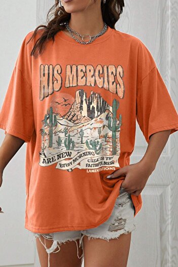 uyguntarz Μπλουζάκι Unisex His Mercies Printed Oversize