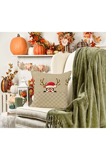 Sakallı Deer Pattern 3D Digital Decorative Throw Pillow Cover