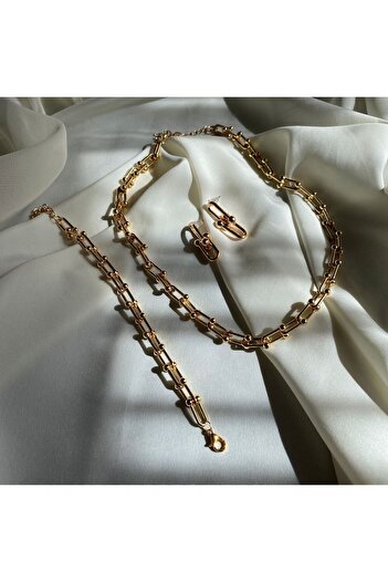 MELENY Gold Tiffany Necklace Bracelet and Earring Set