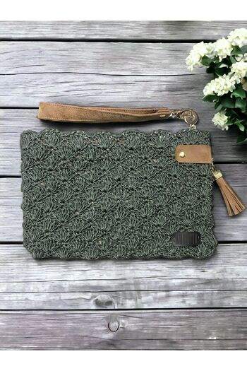 Nuggita Women's Handmade Khaki Color Clutch Portfolio Bag