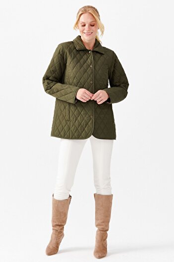 Desen Triko Women's Quilted Araboy Jacket 1-6 Khaki