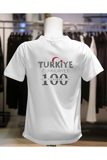 Hediyenza Republic of Turkey 100 AGE Προσαρμοσμένο μπλουζάκι Unisex με στάμπα στην πλάτη