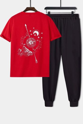uyguntarz Unisex Compass Printed 2-Piece Tracksuit Set