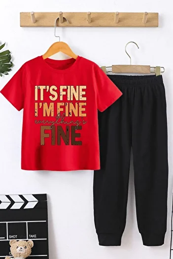 uyguntarz Children's Fine Printed Bottom - Top Tracksuit Set