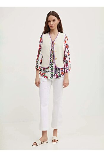 Sisley High Waist Slim Fit White Women's Trousers 4Iullf02Y