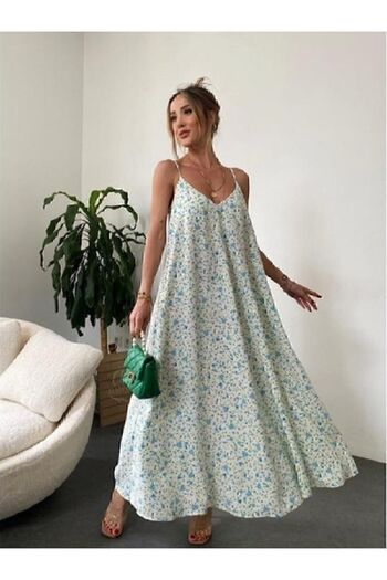 manana butik Φόρεμα Nora με λουλουδάτο σχέδιο V-λαιμόκοψη με κορδόνια