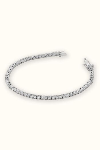 Marie Claire 18 Ayar Beyaz Altın Kaplama Gümüş 1,5mm Zirkon Taşlı Su Yolu Bileklik