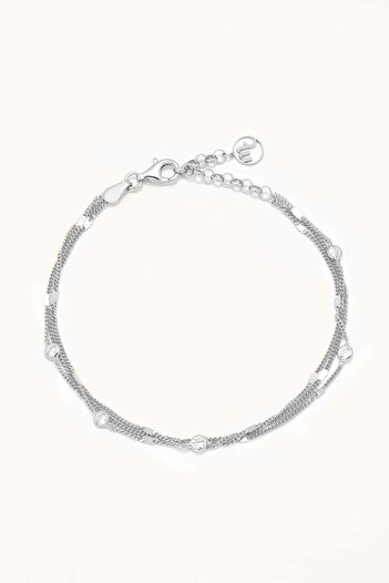 Marie Claire Üç Sıralı Mini Zirkon Taşlı Ince Zincir Bileklik Gümüş Renk Shine Koleksiyon