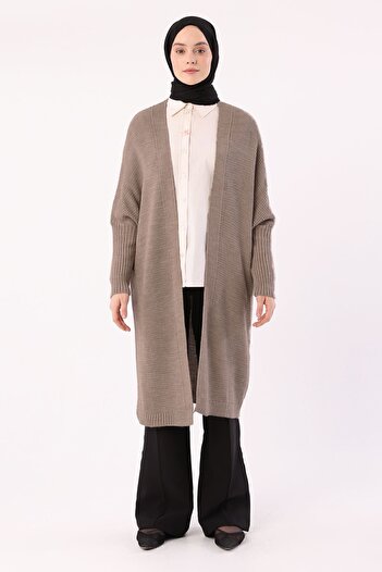 ALLDAY Beige Open Front T-sleeve Knitwear Cardigan