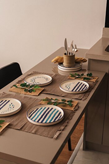 Kevin Seramik Marin Set of 6 Special Design Handmade Stackable Cake Plates