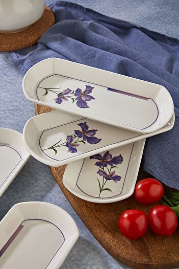 EMBazaar 6-Piece Oval Ceramic Breakfast Set - Snack Bowl, Cheese Plate, Sauce Bowl and Olive Bowl