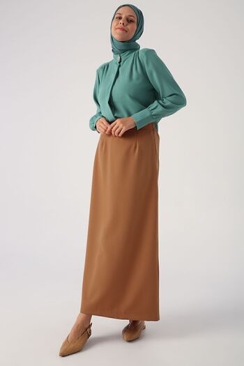 ALLDAY Mustard Waist Elastic Pencil Skirt