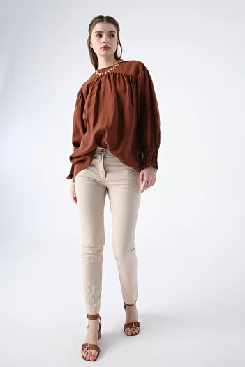 ALLDAY Stone Cotton Iron-on Trace Pocket Lycra Skinny Leg Trousers