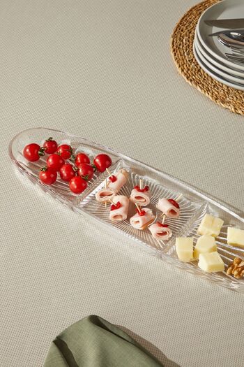 Glamis Selen Concept Damla Model 3 Compartment Handmade Glass Boat Plate