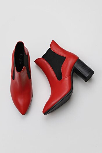 Bueno Shoes 01wp1003ModelRed Leather Women's Heeled Boots