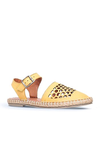 Bueno Shoes Yellow Leather Women's Espadrille Sandals 01Wl0453