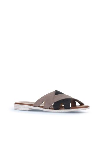 Bueno Shoes Gri Siyah Alf Süet Kadın Düz Terlik 01wa3014