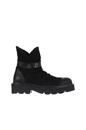 Bueno Shoes Γυναικείες μαύρες φλατ μπότες Nubuck - 01wr3408