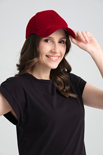 robanu Unisex Suede Sports Cap - Red Cap with Adjustable Velcro |   Baseball Cap