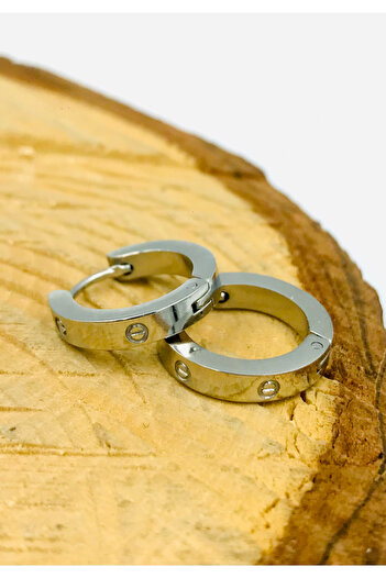 Monalisa Home Silver Color Figured Steel Earrings