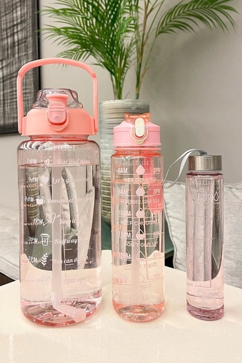 Maridet 3-Piece Motivational Water Bottle with Transparent Sticker Water Bottle Portable Water Bottle Set